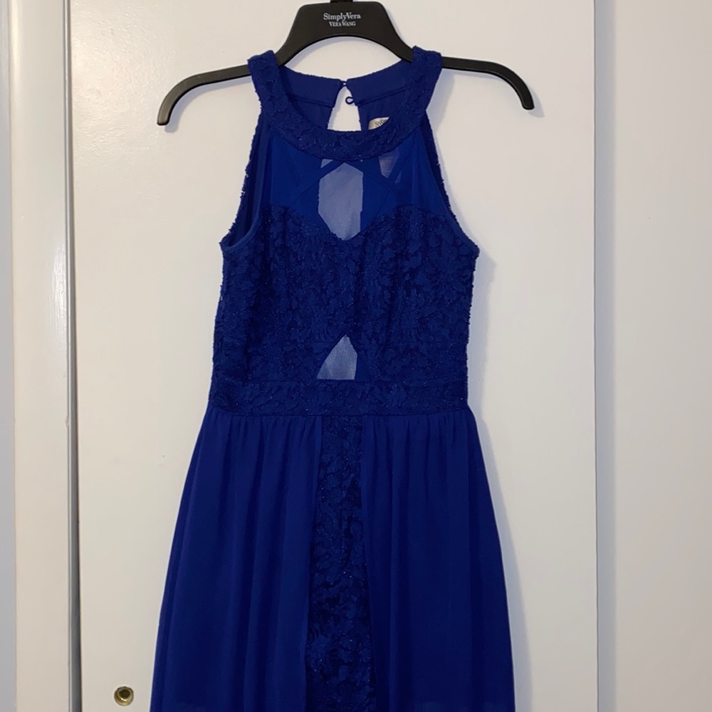 Royal blue romper prom dress